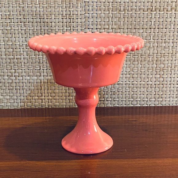 Vintage Other - 🌟3xHP🌟VTG 1960s MCM Coral Clazed Ceramic Pedestal Candy Dish Compote Deartis